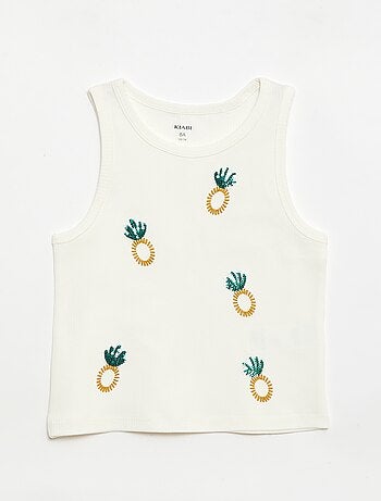 Canotta con ricami fantasia