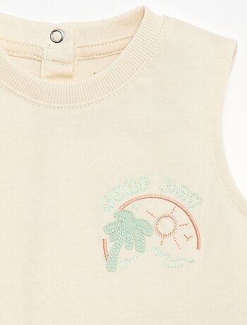 Canotta con ricamo fantasia