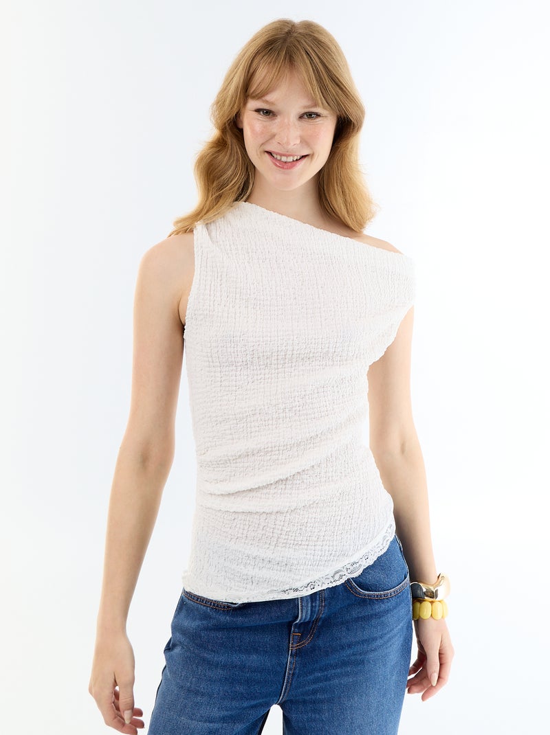 Canotta con scollo all'americana Bianco - Kiabi