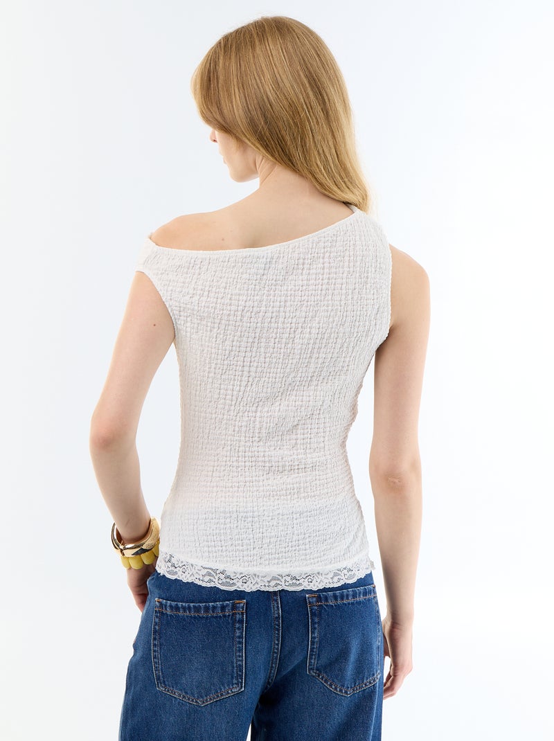Canotta con scollo all'americana Bianco - Kiabi
