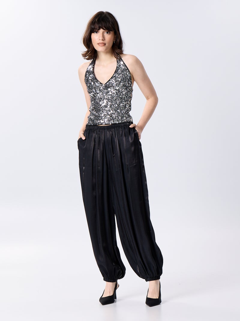 Canotta con scollo all'americana e paillettes Grigio - Kiabi