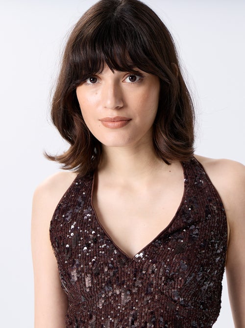 Canotta con scollo all'americana e paillettes - Kiabi