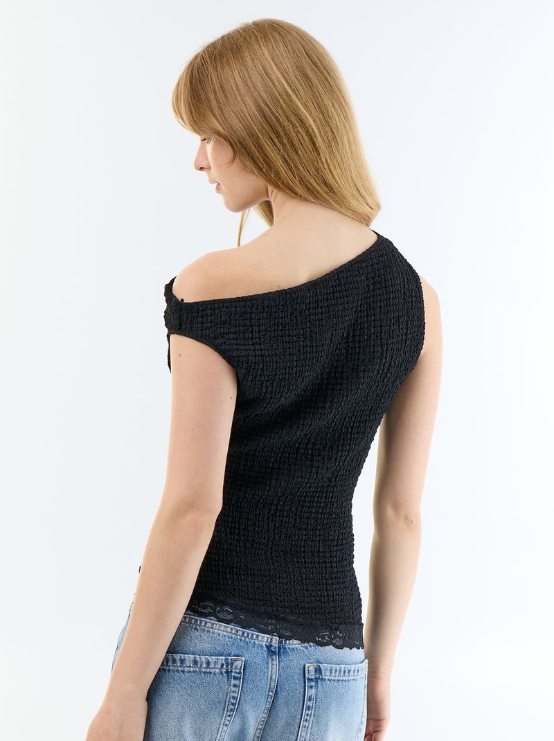 Canotta con scollo all'americana Nero - Kiabi