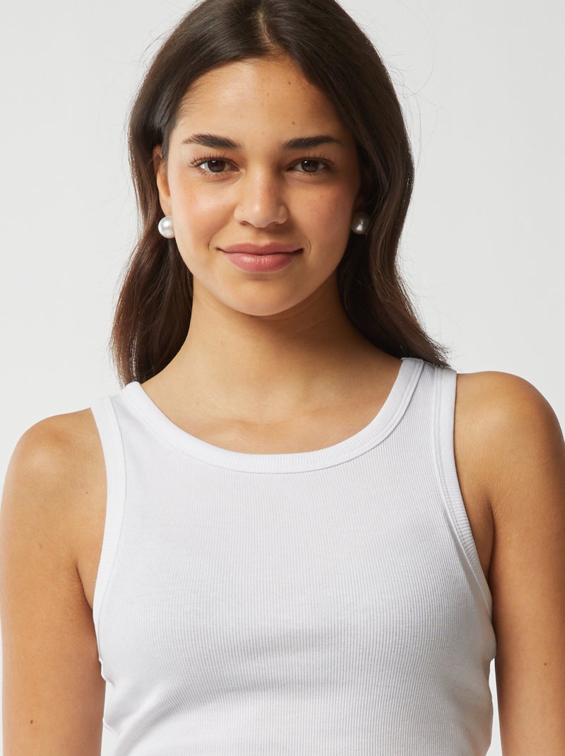 Canotta con scollo americano bianco - Kiabi