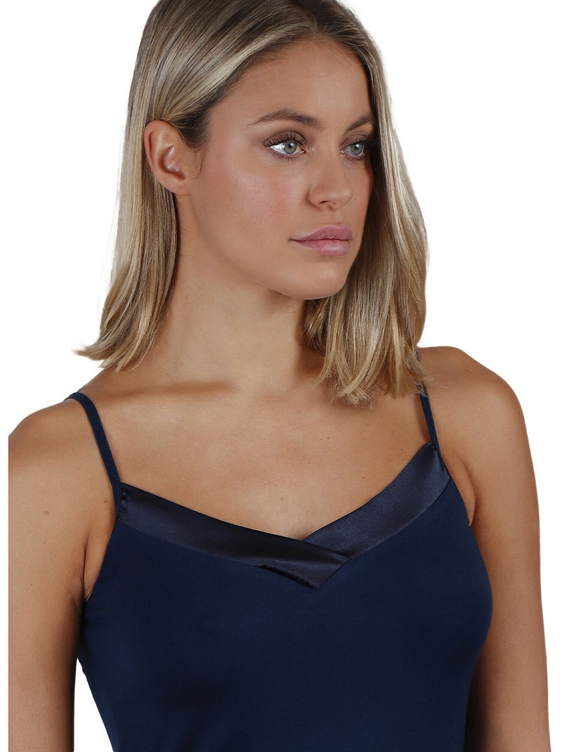Canotta con scollo in raso da donna ADMAS Blu marino - Kiabi