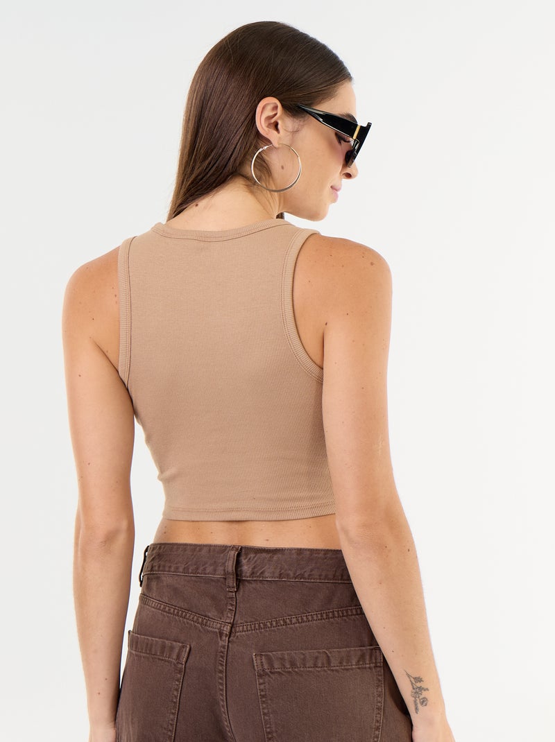 Canotta con spalle all'americana Beige - Kiabi