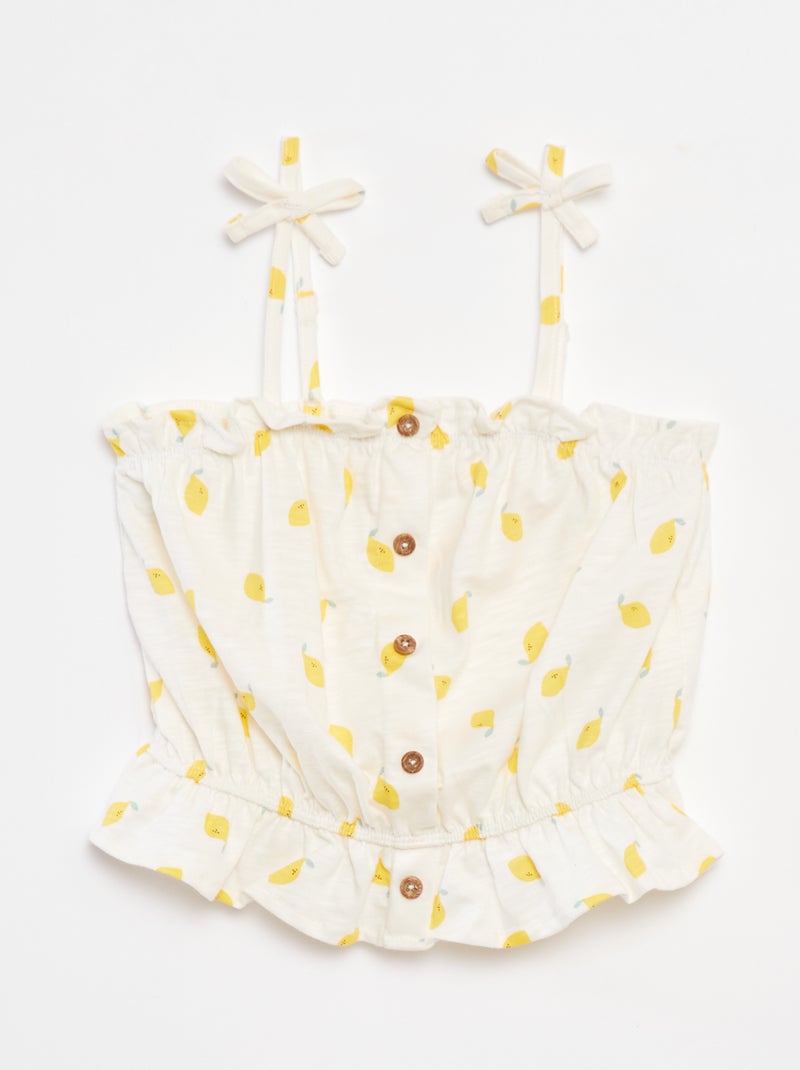 Canotta con spalline sottili con volant BIANCO - Kiabi