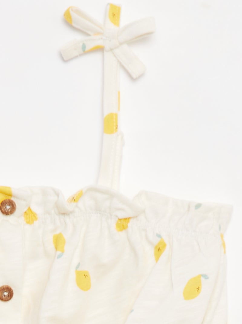 Canotta con spalline sottili con volant BIANCO - Kiabi