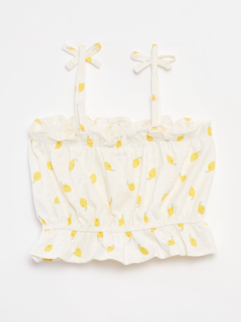 Canotta con spalline sottili con volant BIANCO - Kiabi