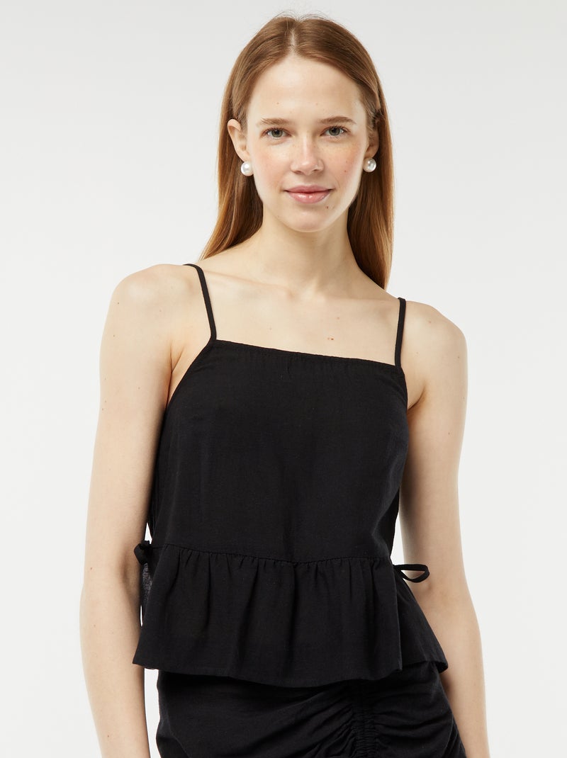 Canotta con spalline sottili e motivo nero - Kiabi