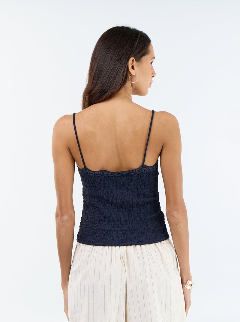 Canotta con spalline sottili e pizzo Blu - Kiabi
