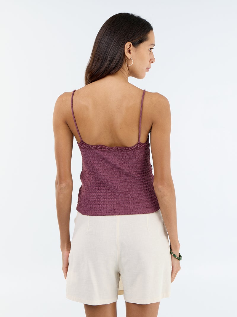 Canotta con spalline sottili e pizzo Viola - Kiabi