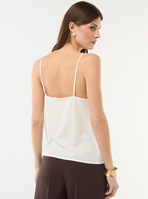 Canotta con spalline sottili regolabili e collo in pizzo - Kiabi