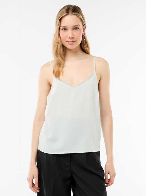 Canotta con spalline sottili regolabili e collo in pizzo - Kiabi