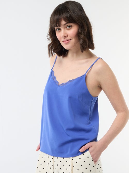 Canotta con spalline sottili regolabili e collo in pizzo - Kiabi
