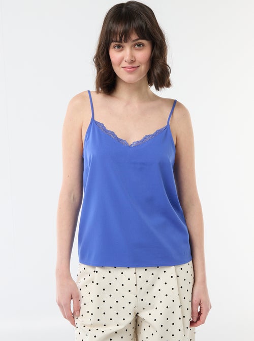 Canotta con spalline sottili regolabili e collo in pizzo - Kiabi