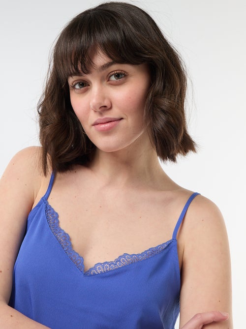 Canotta con spalline sottili regolabili e collo in pizzo - Kiabi