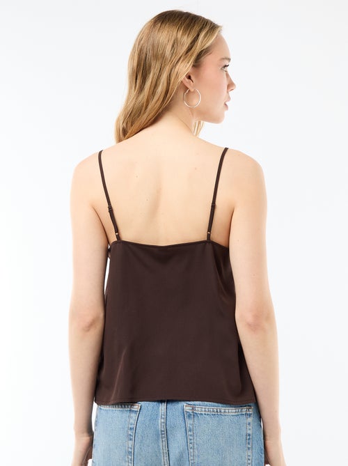 Canotta con spalline sottili regolabili e collo in pizzo - Kiabi