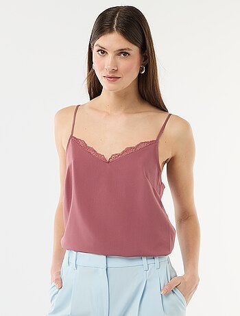 Canotta con spalline sottili regolabili e collo in pizzo