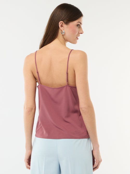 Canotta con spalline sottili regolabili e collo in pizzo - Kiabi