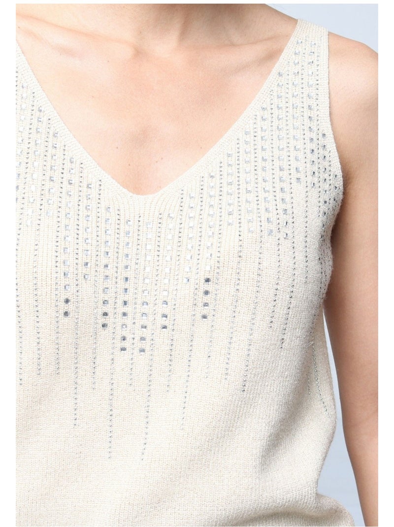 Canotta con strass Kebello Beige - Kiabi