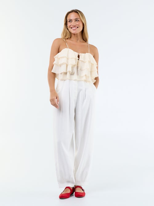 Canotta con volant e spalline sottili - Kiabi