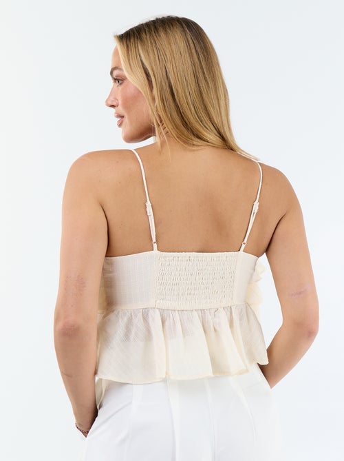 Canotta con volant e spalline sottili - Kiabi