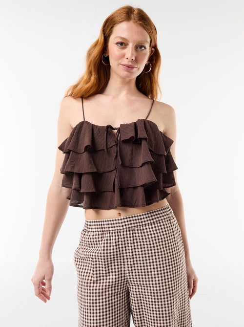 Canotta con volant e spalline sottili - Kiabi