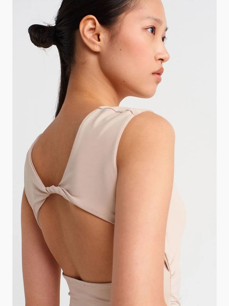 Canotta corta con cut-out dilvin Beige argilla - Kiabi