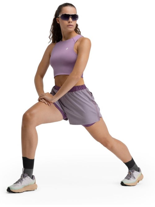 Canotta corta da trail running da donna escursionismo donna phoenix lilac - Kiabi