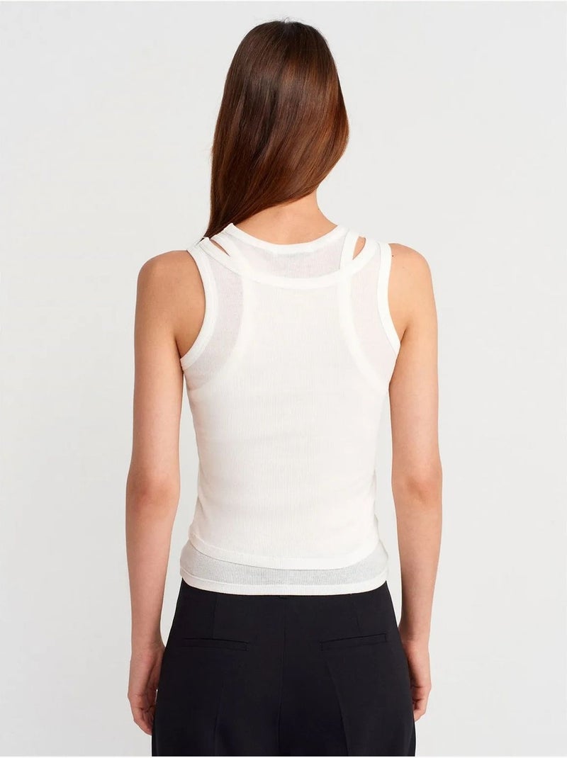 Canotta crop a coste in cotone dilvin Bianco - Kiabi