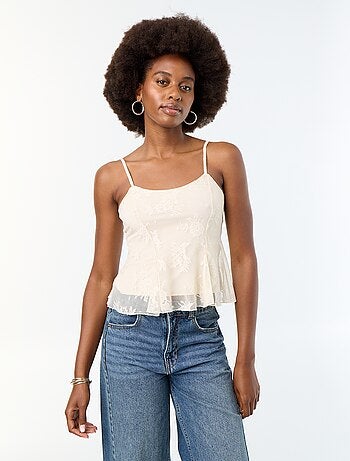 Canotta crop top in pizzo