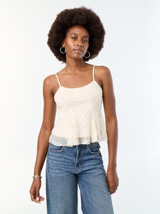 Canotta crop top in pizzo