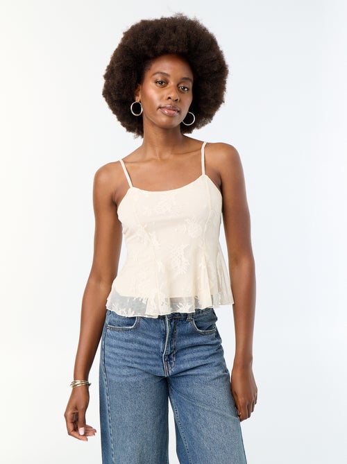 Canotta crop top in pizzo - Kiabi