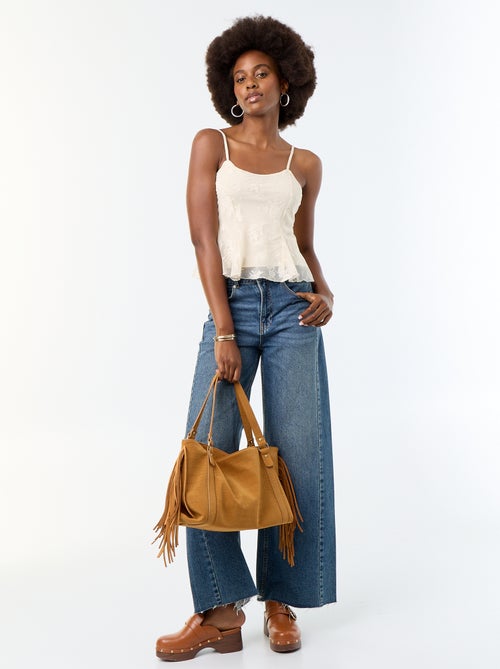 Canotta crop top in pizzo - Kiabi