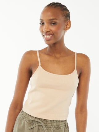 Canotta crop-top in tessuto a coste