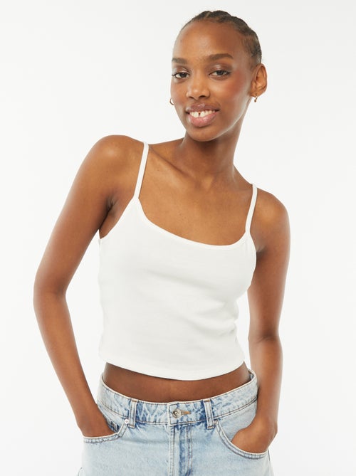 Canotta crop-top in tessuto a coste - Kiabi