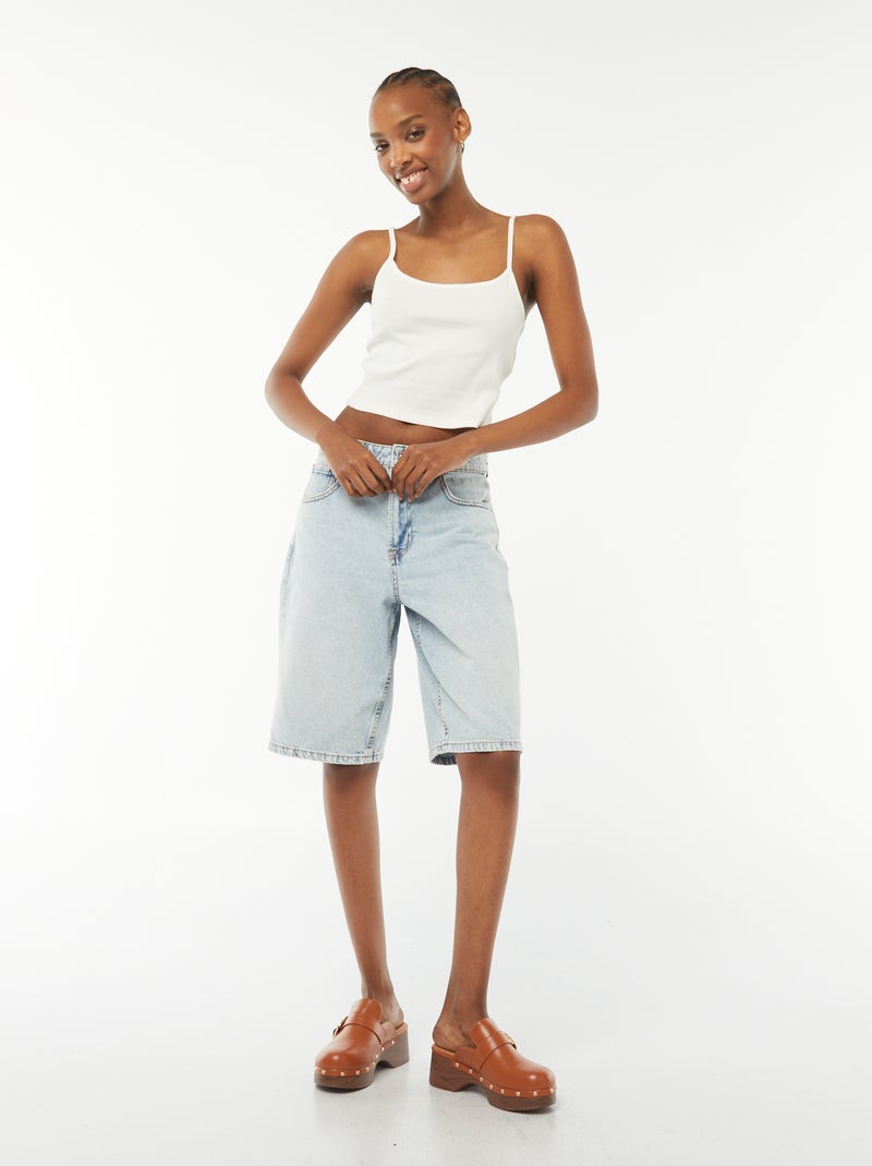 Canotta crop-top in tessuto a coste BIANCO - Kiabi