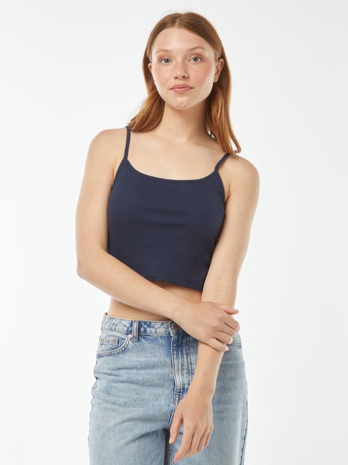 Canotta crop-top in tessuto a coste - Kiabi