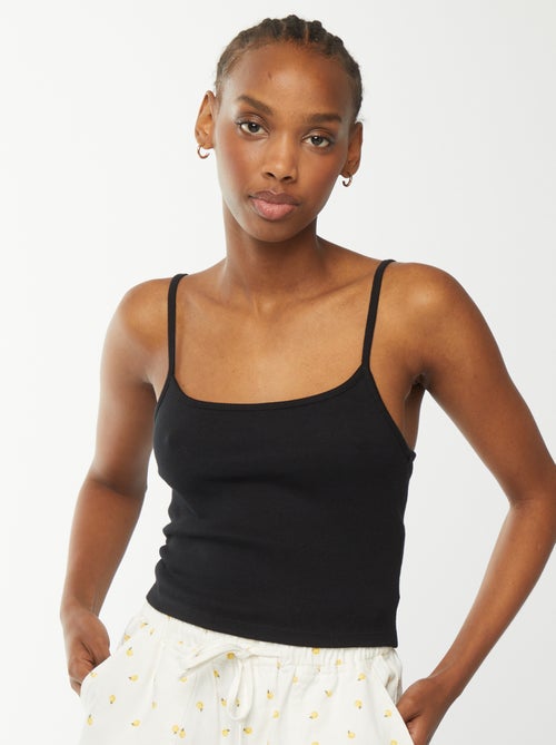 Canotta crop-top in tessuto a coste - Kiabi