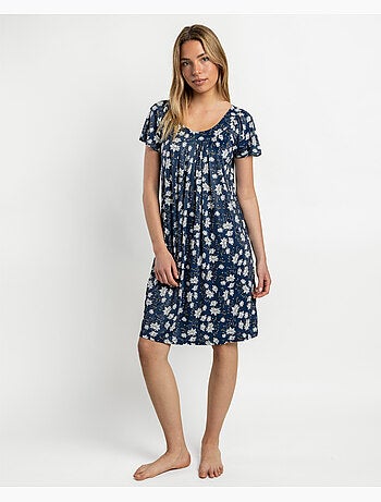 Canotta da donna con maniche scese e stampa floreale blu navy ADMAS GARDEN