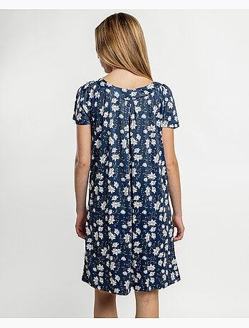 Canotta da donna con maniche scese e stampa floreale blu navy ADMAS GARDEN