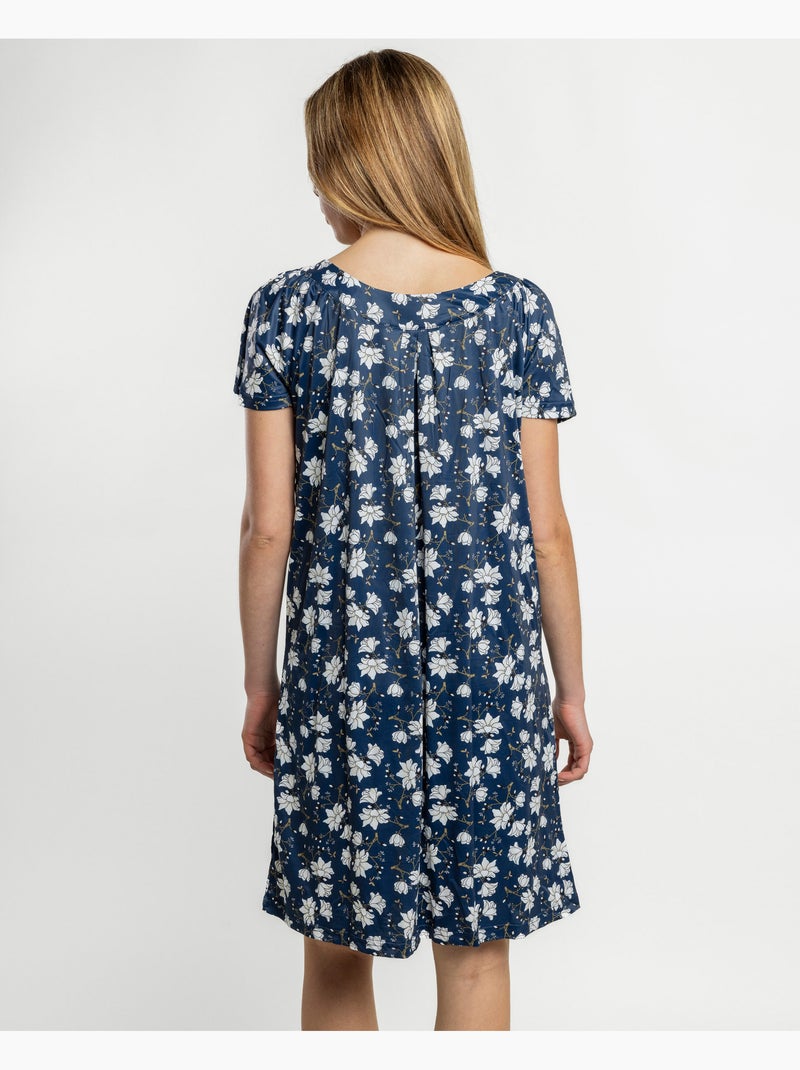 Canotta da donna con maniche scese e stampa floreale blu navy ADMAS GARDEN Blu marino - Kiabi