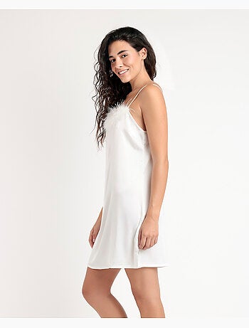 Canotta da sposa con spalline in piume di marabù da donna ADMAS LUXURY