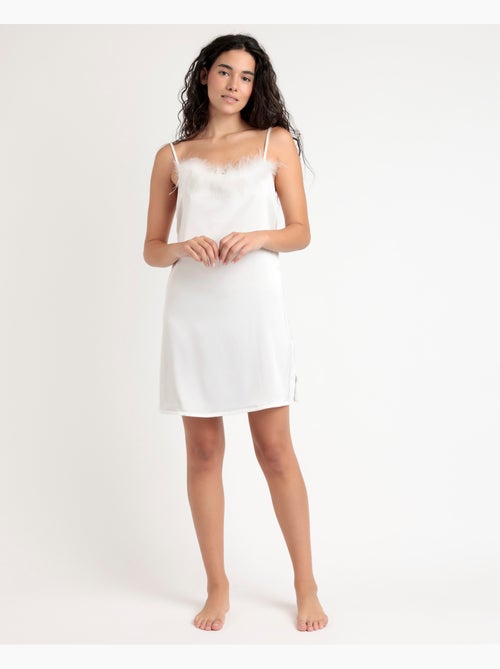 Canotta da sposa con spalline in piume di marabù da donna ADMAS LUXURY - Kiabi Canotta da sposa con spalline in piume di marabù da donna ADMAS LUXURY - Kiabi