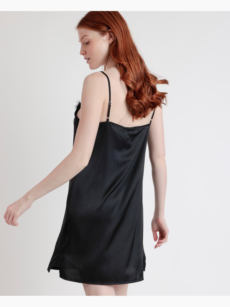Canotta da sposa con spalline in piume di marabù da donna ADMAS LUXURY Nero - Kiabi