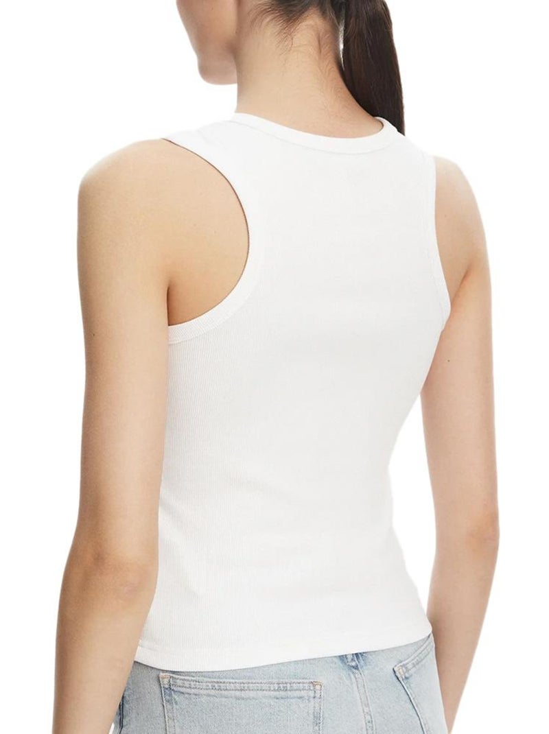 Canotta Donna Calvin Klein Jeans con Etichetta Tessuta Bianco - Kiabi