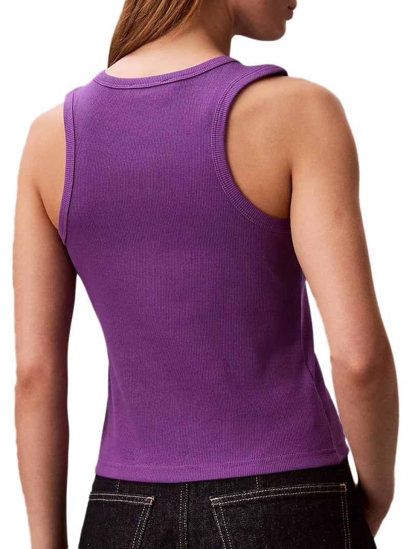 Canotta Donna Calvin Klein Jeans con Etichetta Tessuta Viola - Kiabi