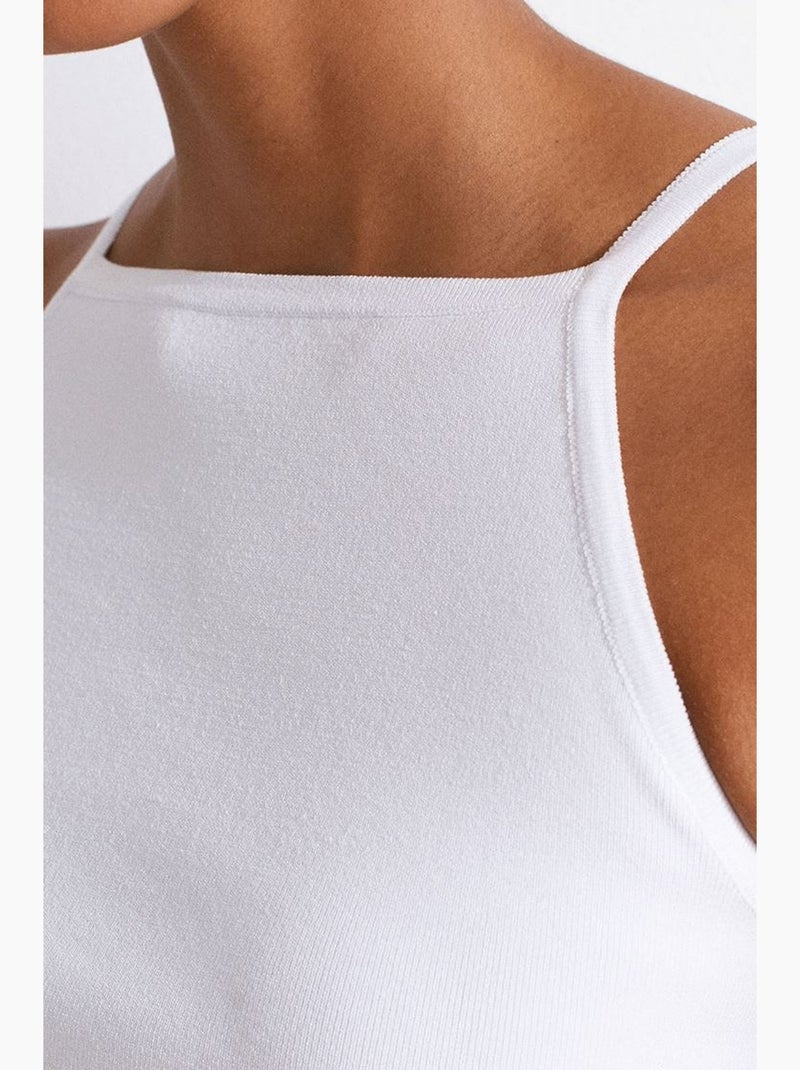 Canotta halter in maglia con fiocco dilvin Bianco - Kiabi