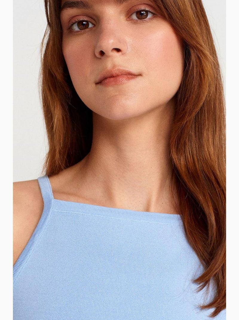 Canotta halter in maglia con fiocco dilvin Blu cielo - Kiabi